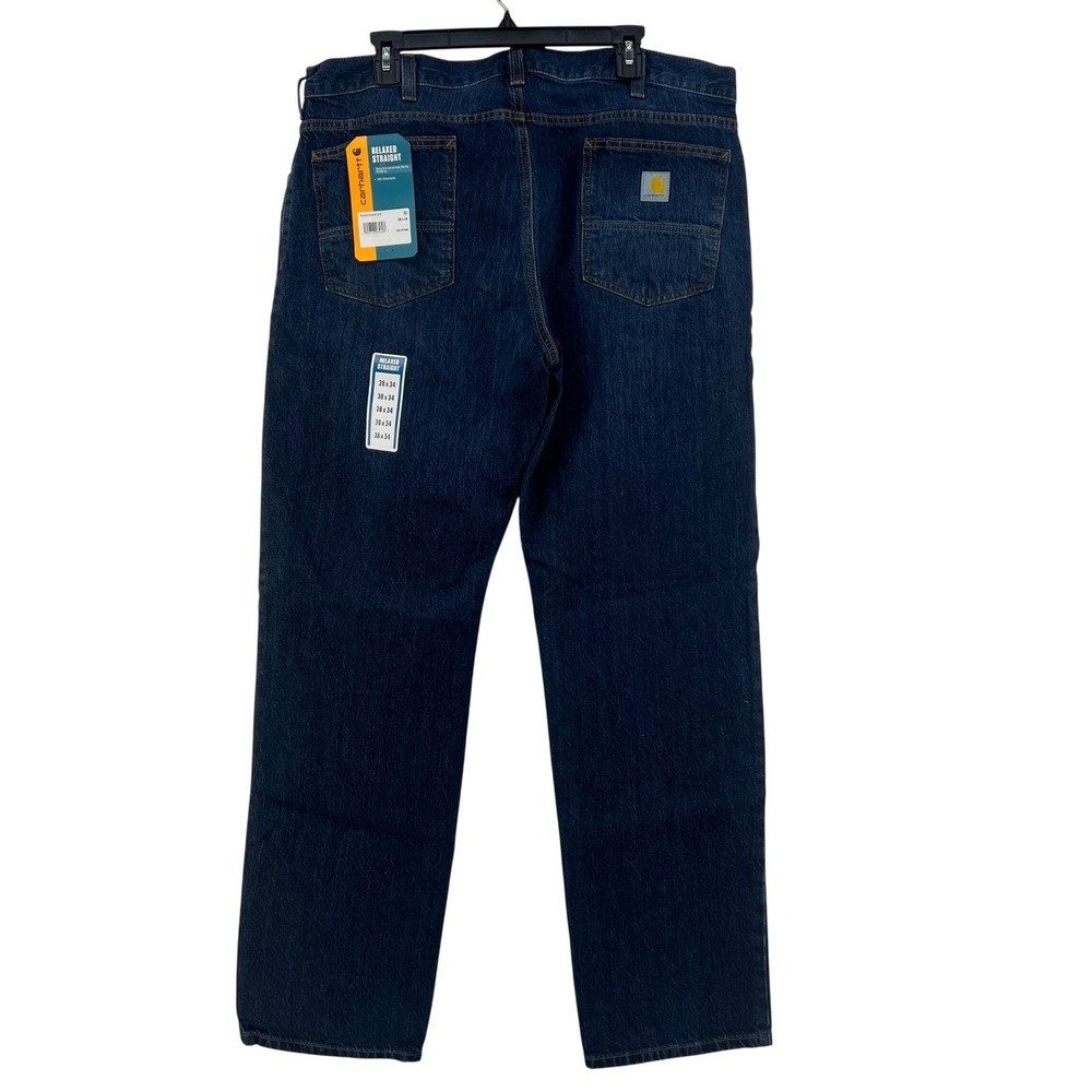 Carhartt Mens Relaxed Straight Fit Dark Wash‎ Denim Jeans 38x34 BD5119-M New